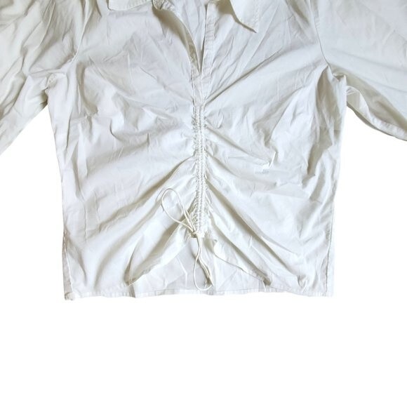 Old Navy Stretch white 3/4 sleeve collared tie front top sz XL - Picture 5 of 12